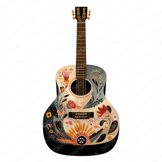 Folk Art Guitar Clipart Set (DDD008530)