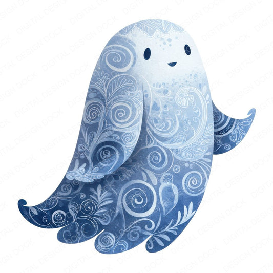 Folk Art Halloween Ghost Clipart Set (DDD005495)