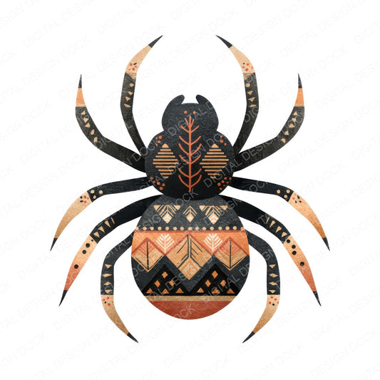 Folk Art Halloween Spider fussy cut sheet in A4 format showing all 12 designs on one printable page