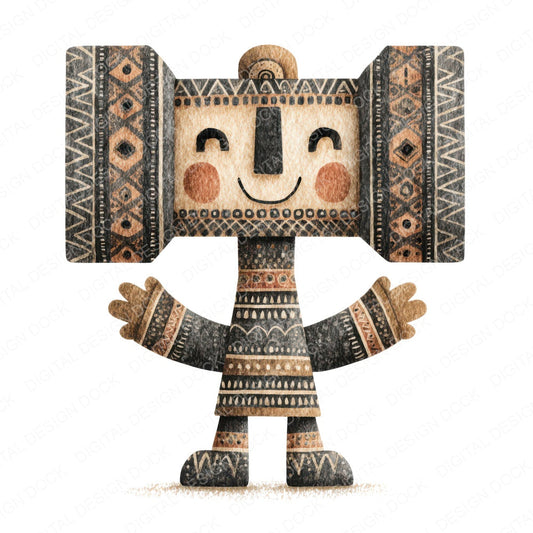 Folk Art Hammer Character Clipart Set (DDD008476)