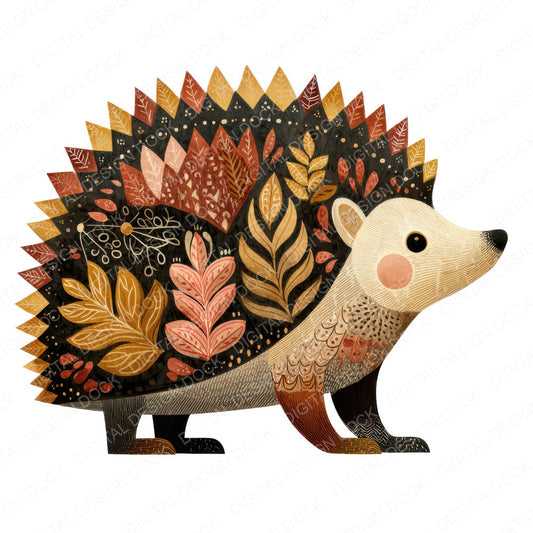 Folk Art Hedgehog Clipart Set (DDD008270)