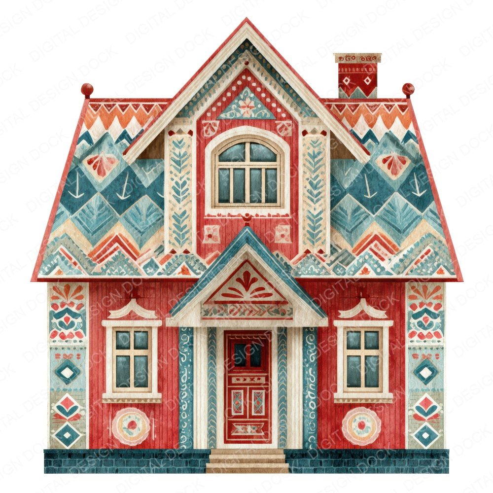 Folk Art House Fussy Cut Sheets (DDD009884)