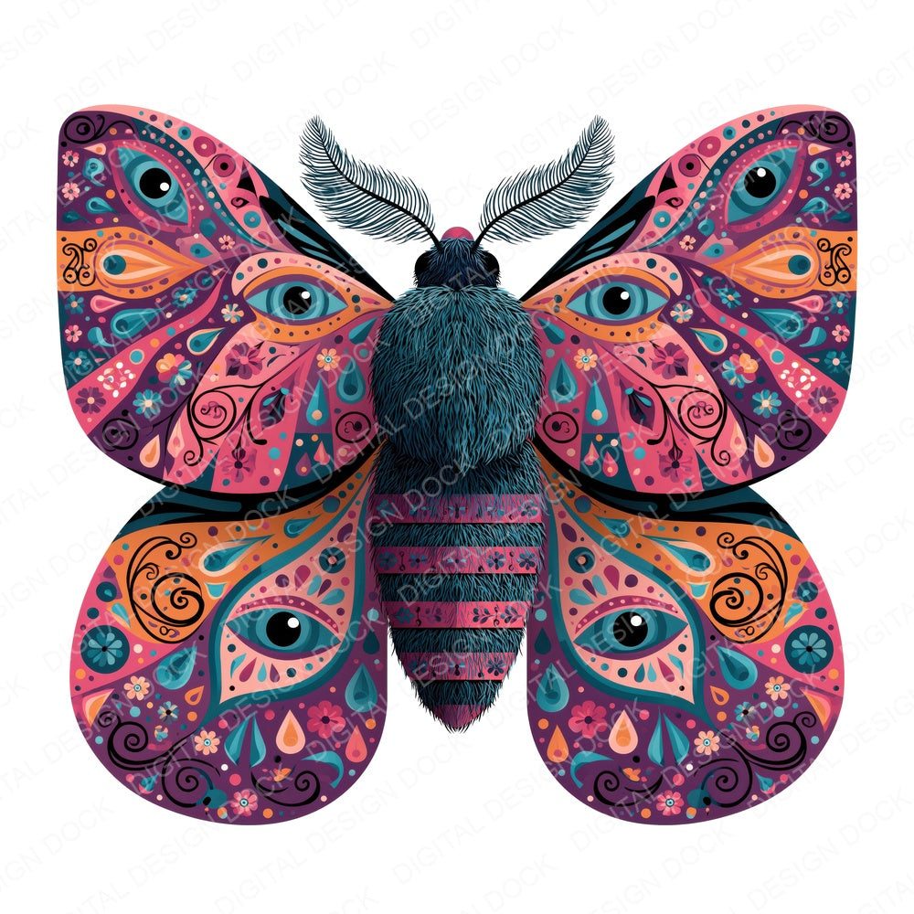 Folk Art Moth Clipart Set (DDD013835)