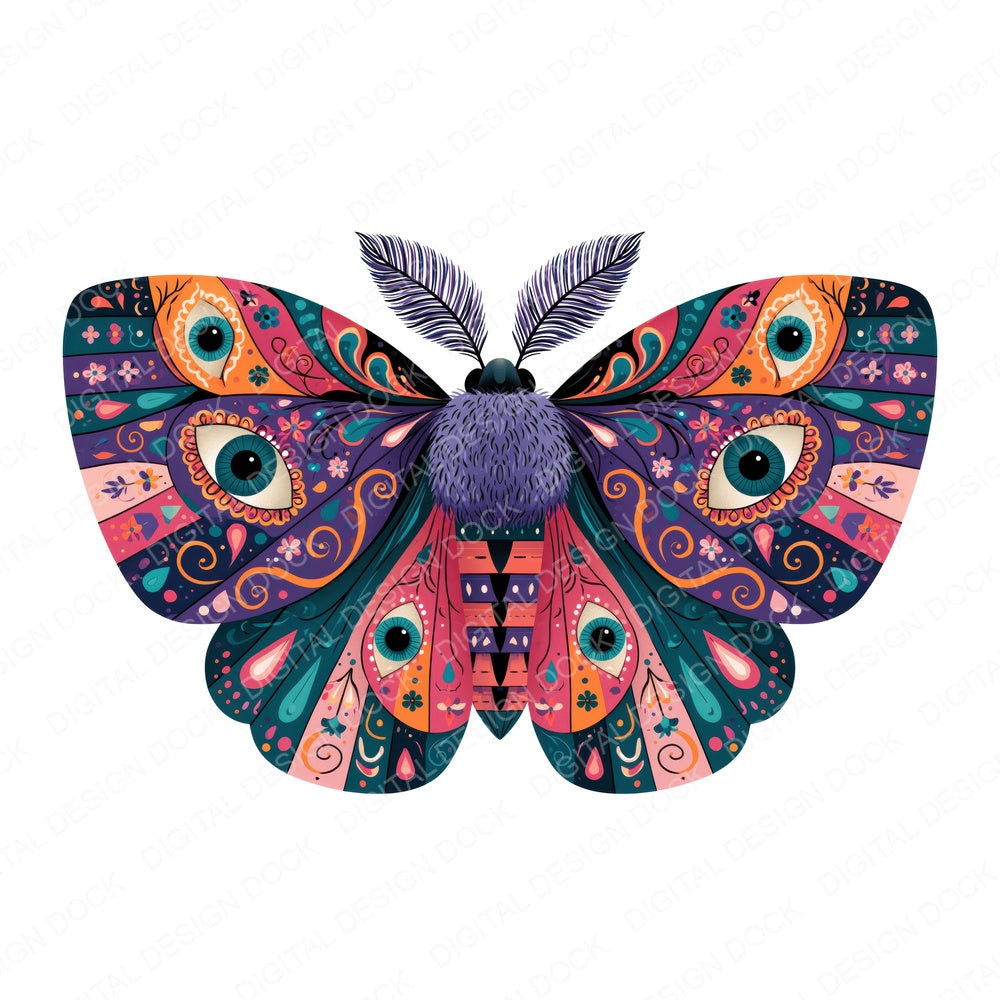 Folk Art Moth Fussy Cut Sheets (DDD013855)