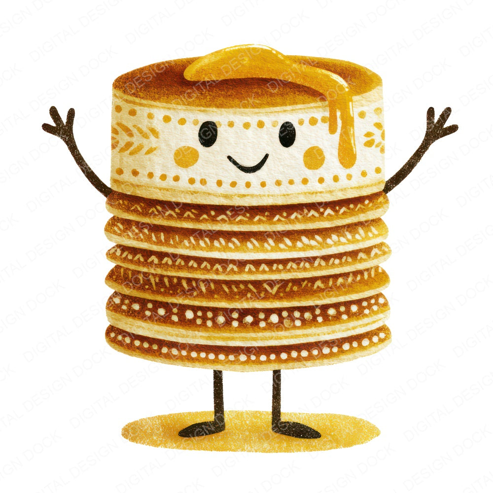 Folk Art Pancake Character fussy cut sheet in A4 format showing all 12 designs on one printable page