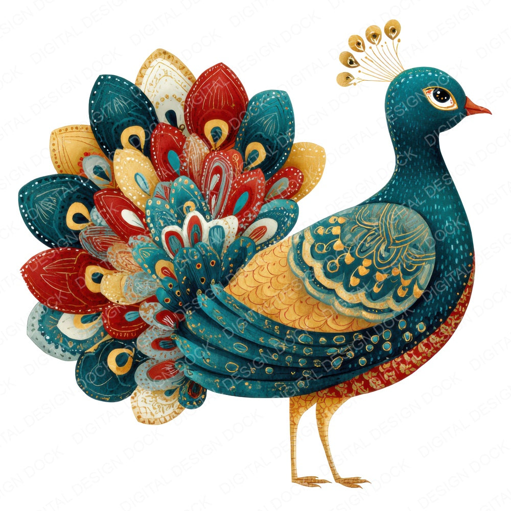 Folk Art Peacock Fussy Cut Sheets (DDD009896)
