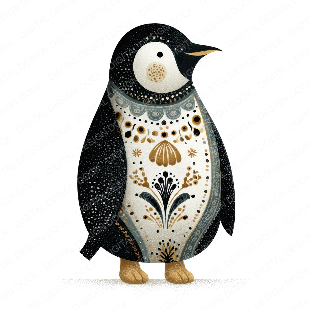 Folk Art Penguin Clipart Set (DDD008260)
