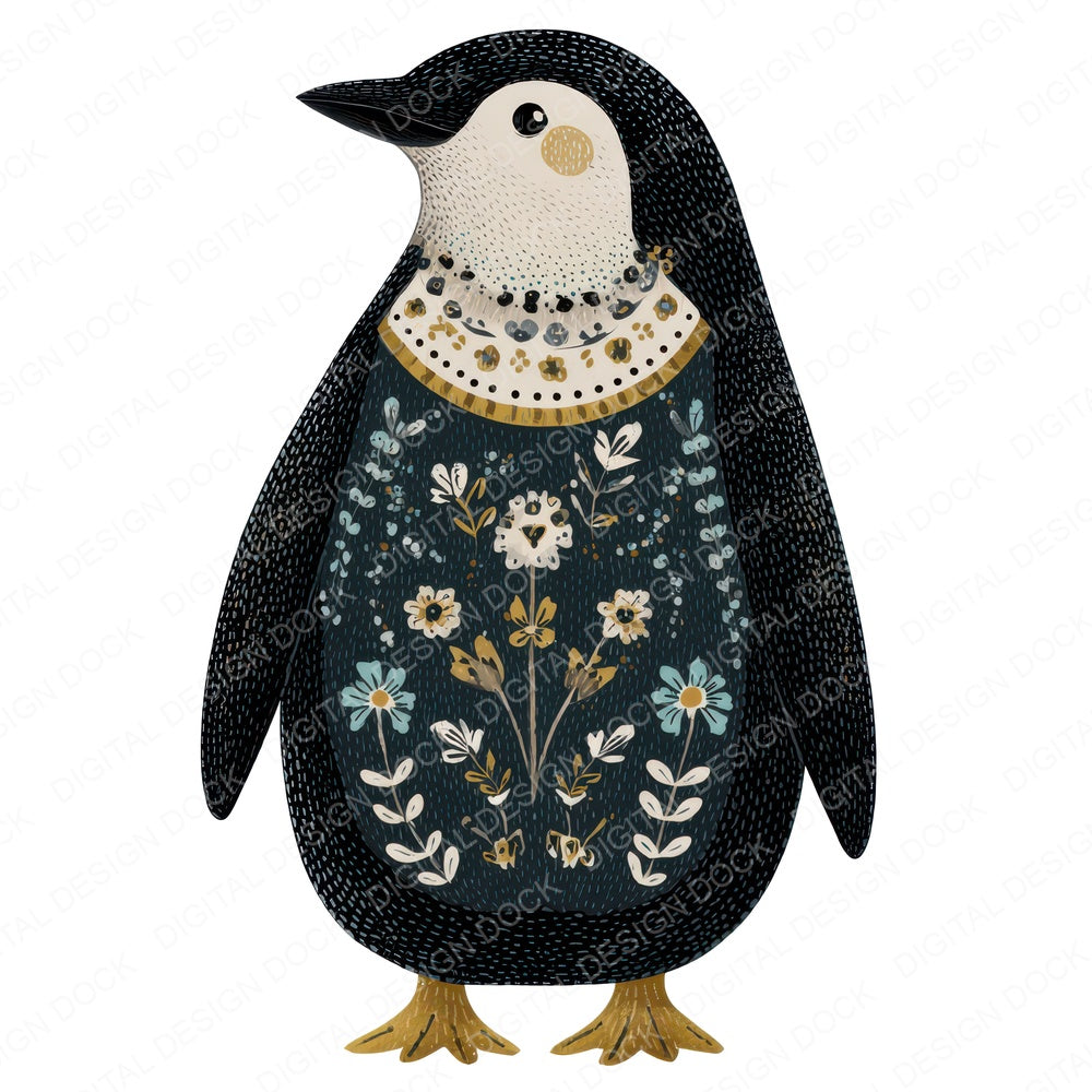 Folk Art Penguin Clipart Set (DDD008260)