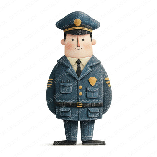Folk Art Police Character Clipart Set (DDD008531)