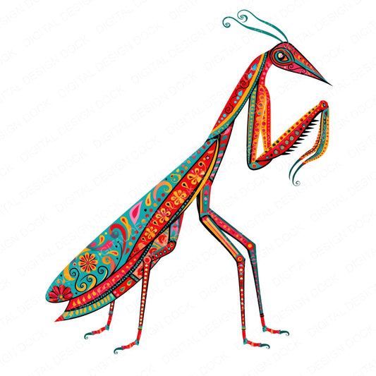 Folk Art Praying Mantis Clipart Set (DDD013836)
