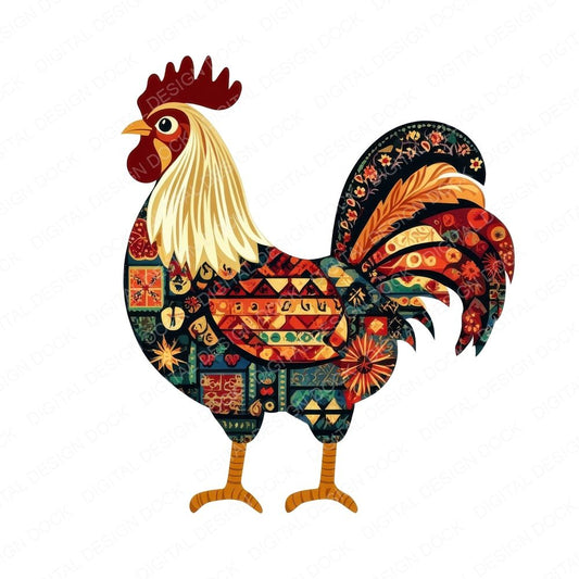 Folk Art Rooster Clipart Set (DDD005522)