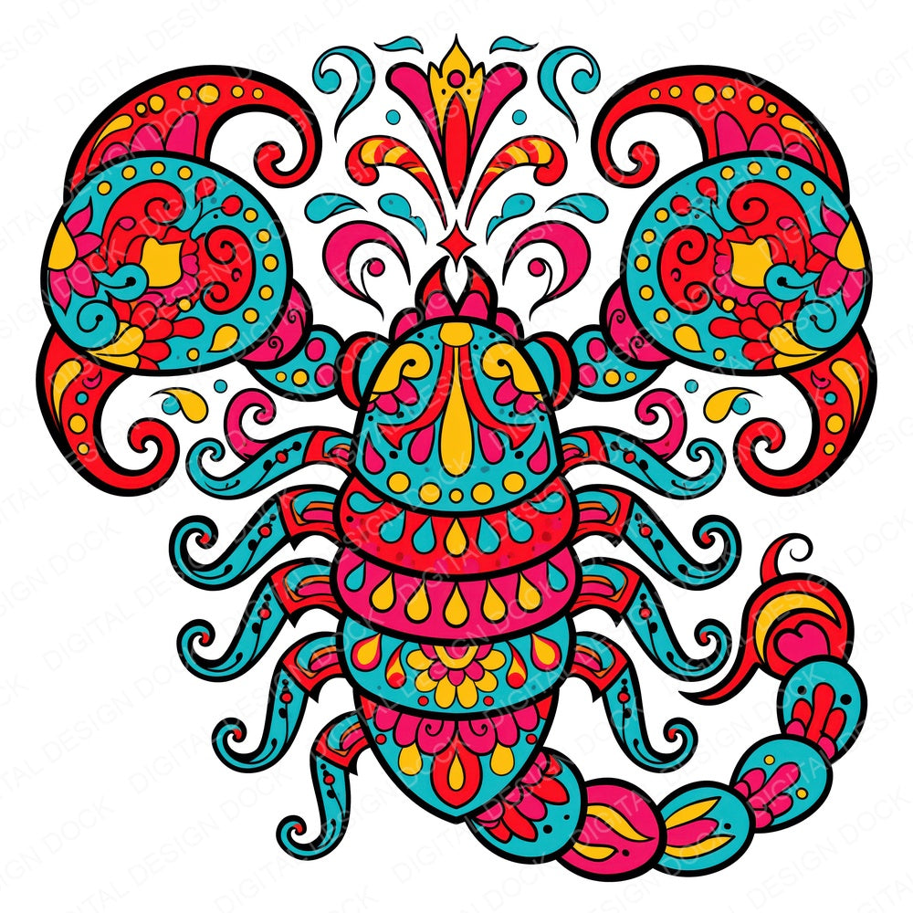 Folk Art Scorpion Clipart Set (DDD013837)