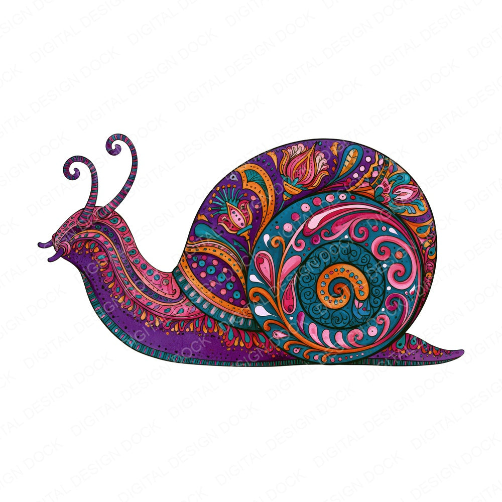 Folk Art Snail Clipart Set (DDD013838)