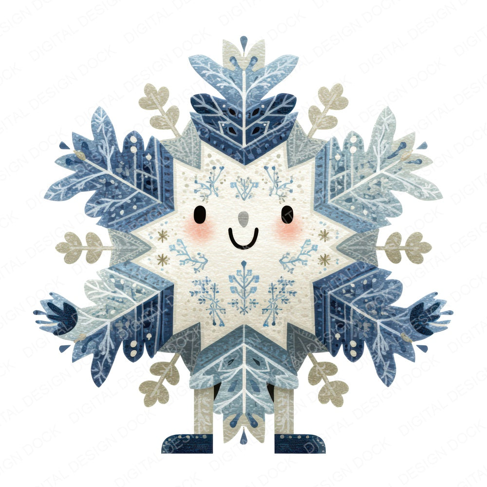 Folk Art Snowflake Character Clipart Set (DDD008482)