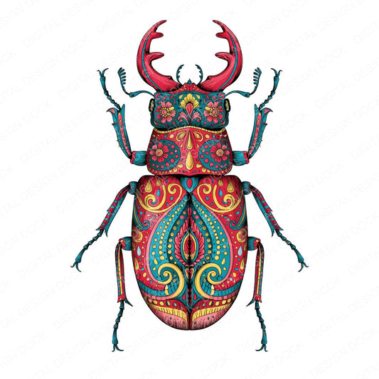 Folk Art Stag Beetle Clipart Set (DDD013840)