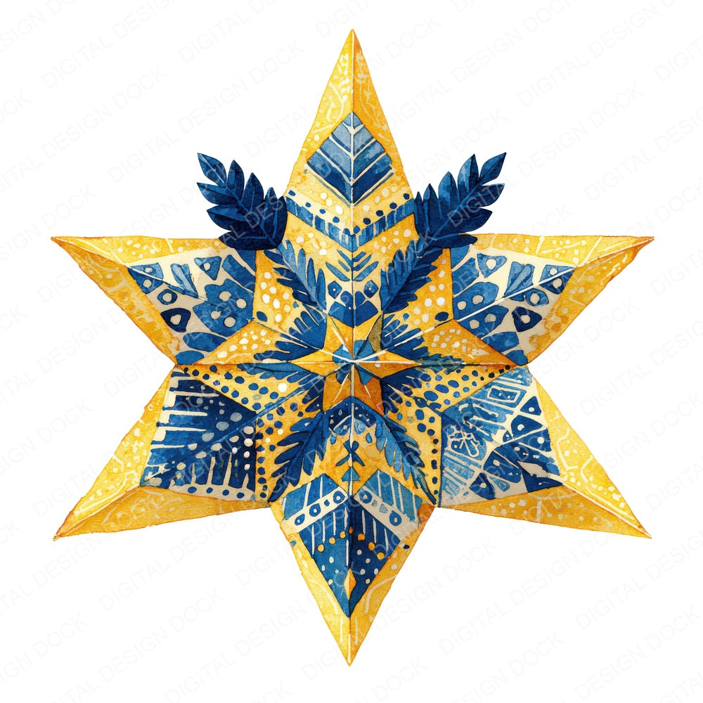 Folk Art Star fussy cut sheet in A4 format showing all 12 designs on one printable page