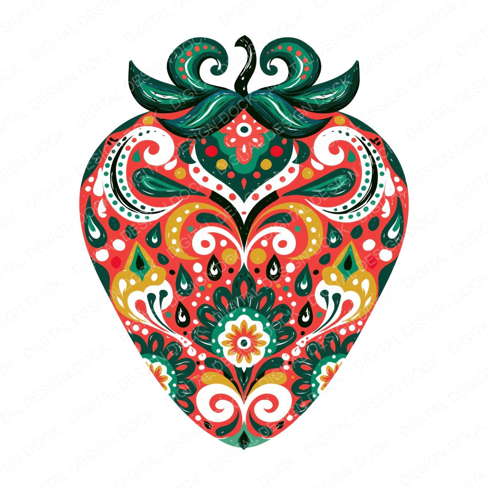 Folk Art Strawberry Clipart Set (DDD013841)