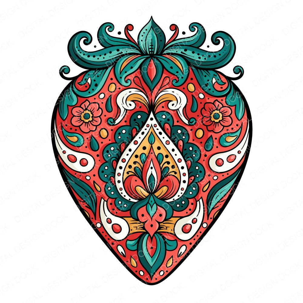 Folk Art Strawberry Clipart Set (DDD013841)