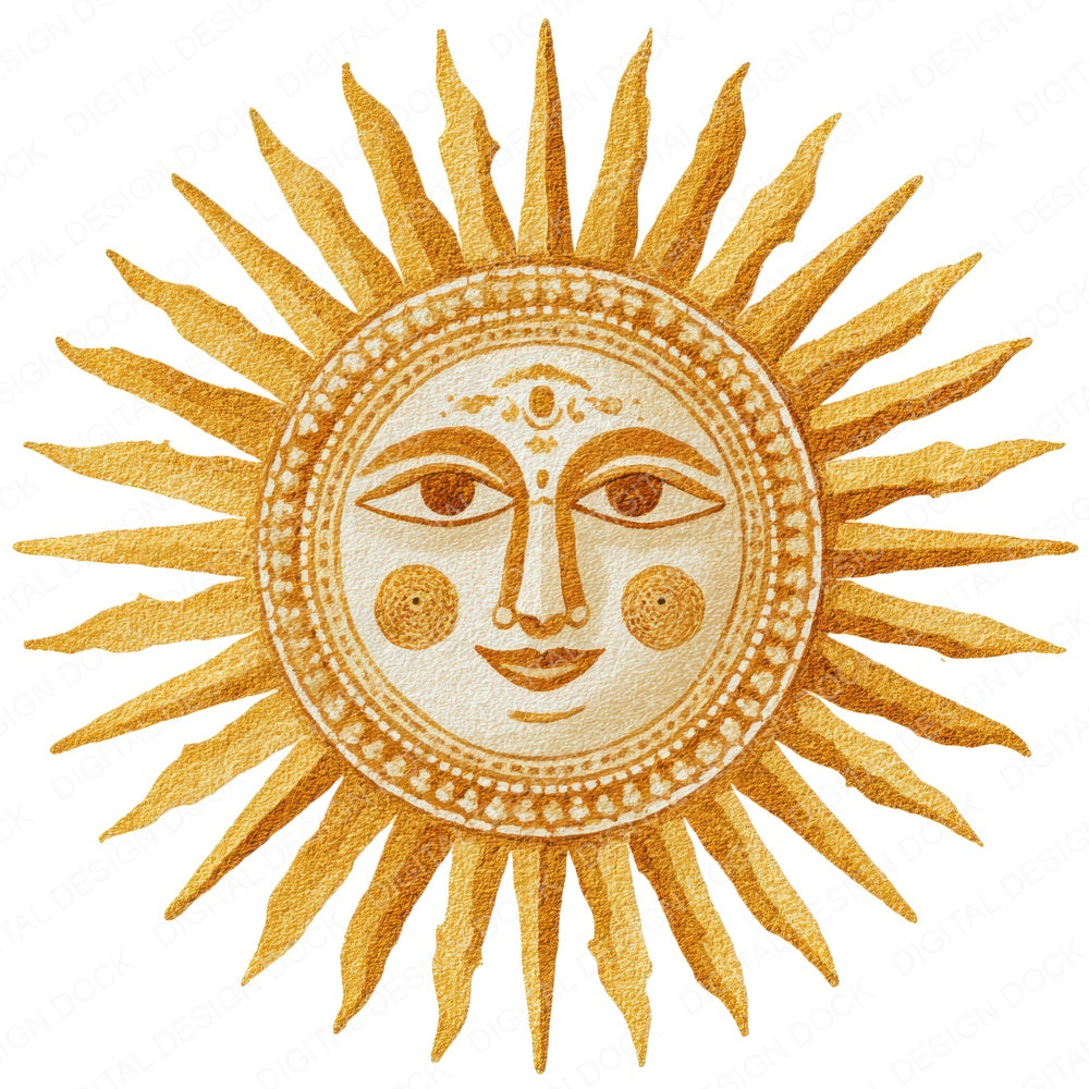 Folk Art Sun fussy cut sheet in US Letter format showing all 12 designs on one printable page