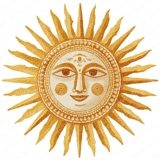 Folk Art Sun fussy cut sheet in US Letter format showing all 12 designs on one printable page