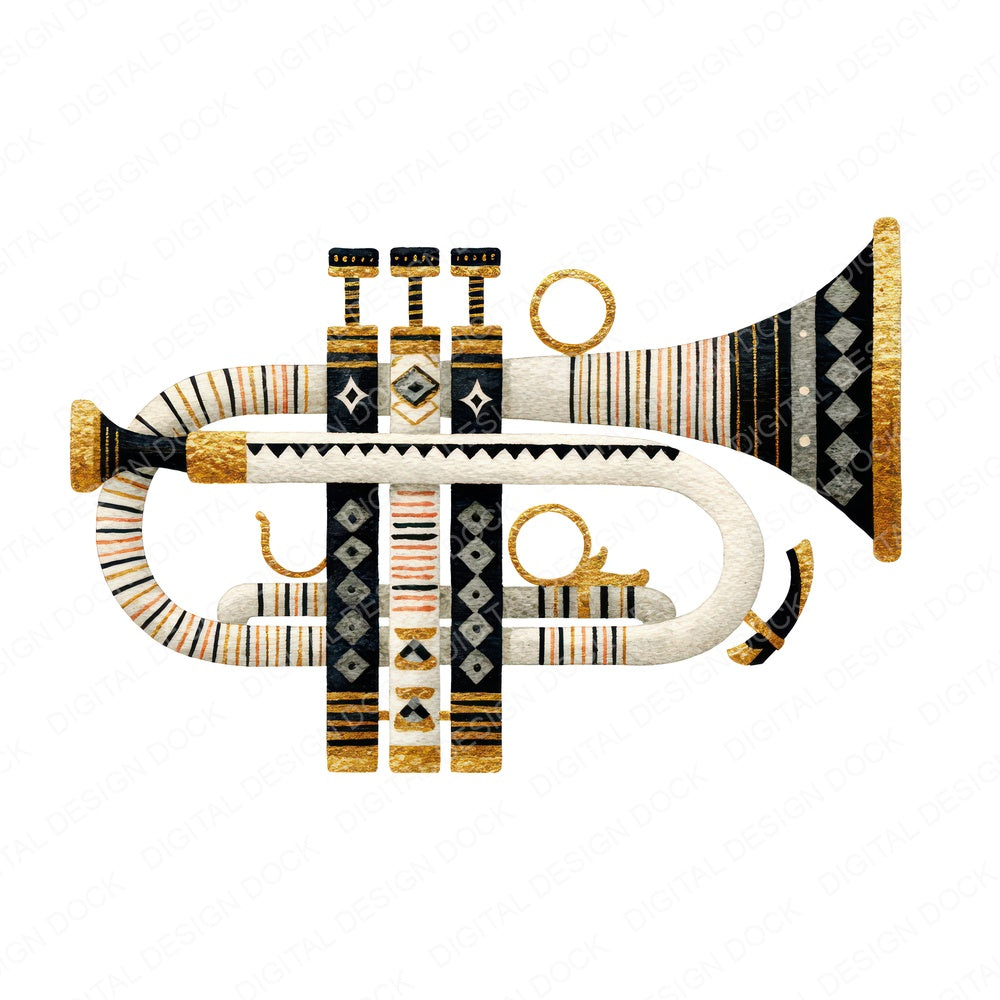 Folk Art Trumpet Clipart Set (DDD008532)