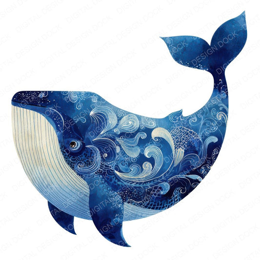 Folk Art Whale Clipart Set (DDD008274)