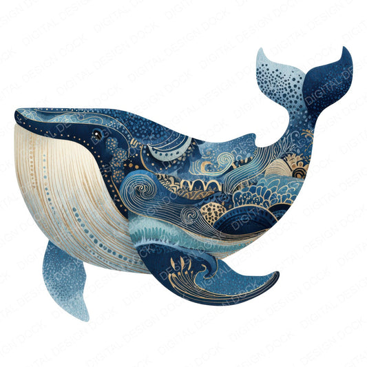 Folk Art Whale Clipart Set (DDD008274)