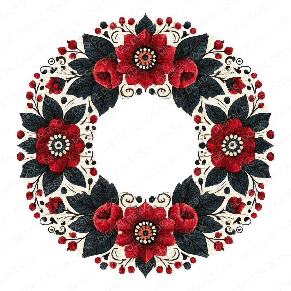 Folk Art Wreath Clipart Set (DDD013727)