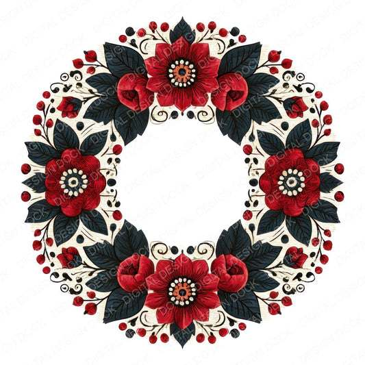 Folk Art Wreath Clipart Set (DDD013727)