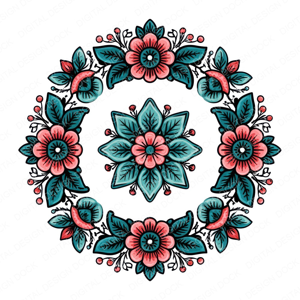 Folk Art Wreath Clipart Set (DDD013727)