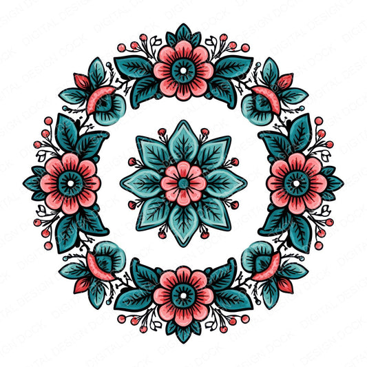 Folk Art Wreath Clipart Set (DDD013727)