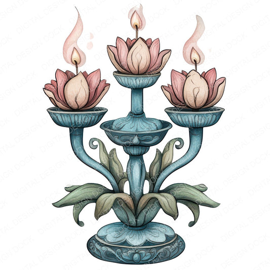 Folk Candle Holder fussy cut sheet in US Letter format showing all 12 designs on one printable page