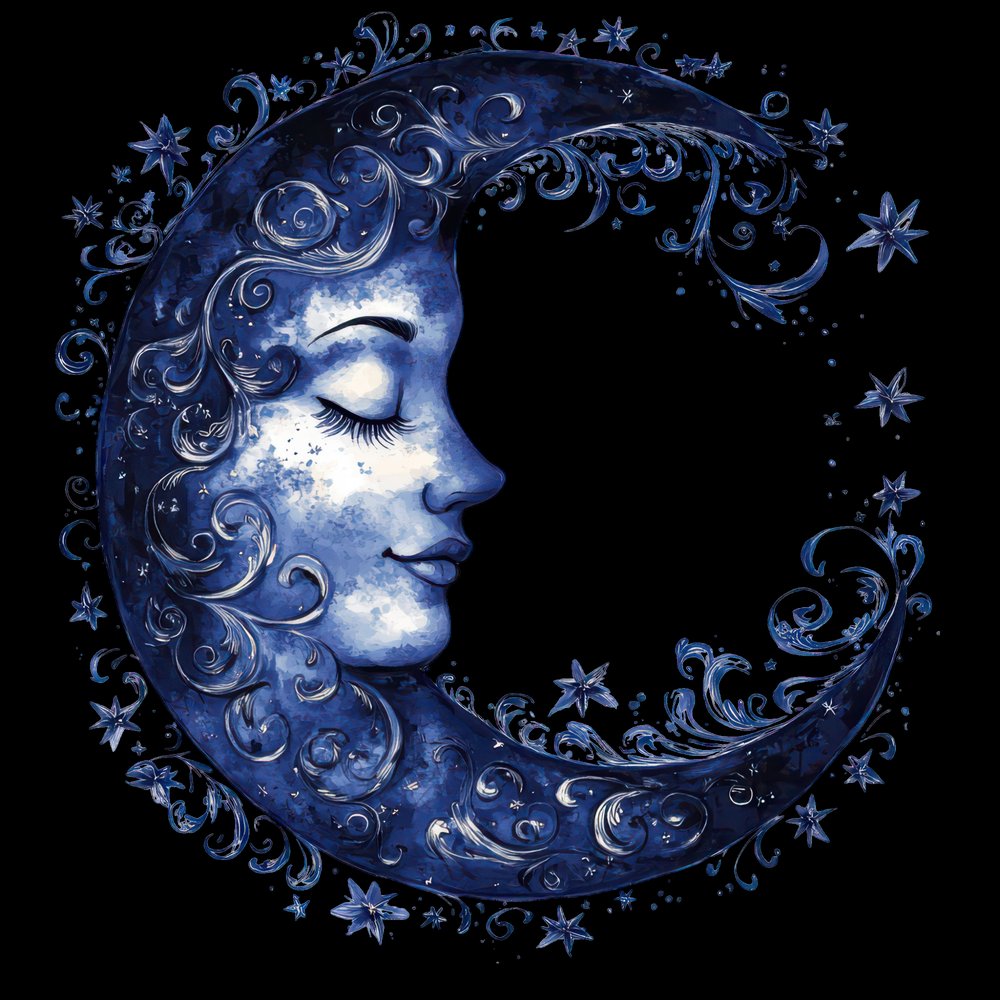 Folk Crescent Moon Face Clipart Set (DDD005552)