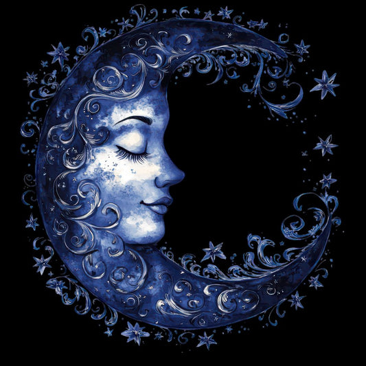 Folk Crescent Moon Face Clipart Set (DDD005552)