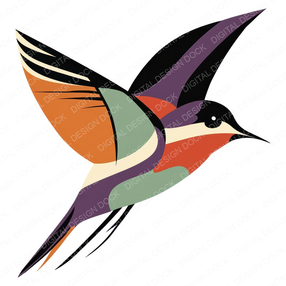 Folk Fabric Swallow fussy cut sheet in A4 format showing all 12 designs on one printable page