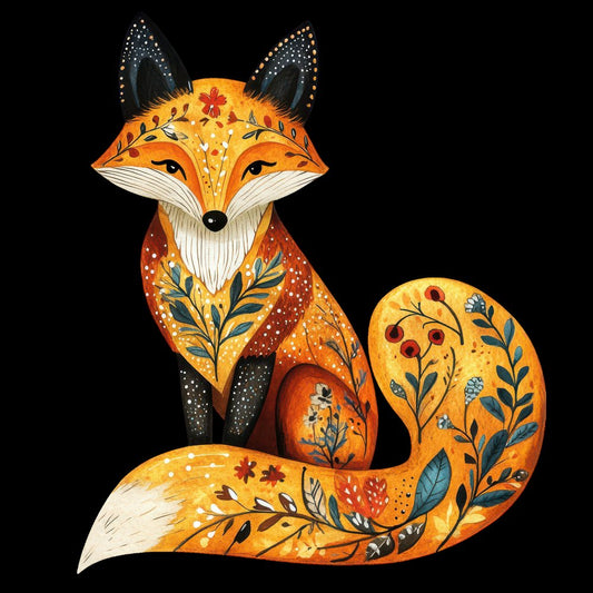Folk Floral Fox Clipart Set (DDD005559)