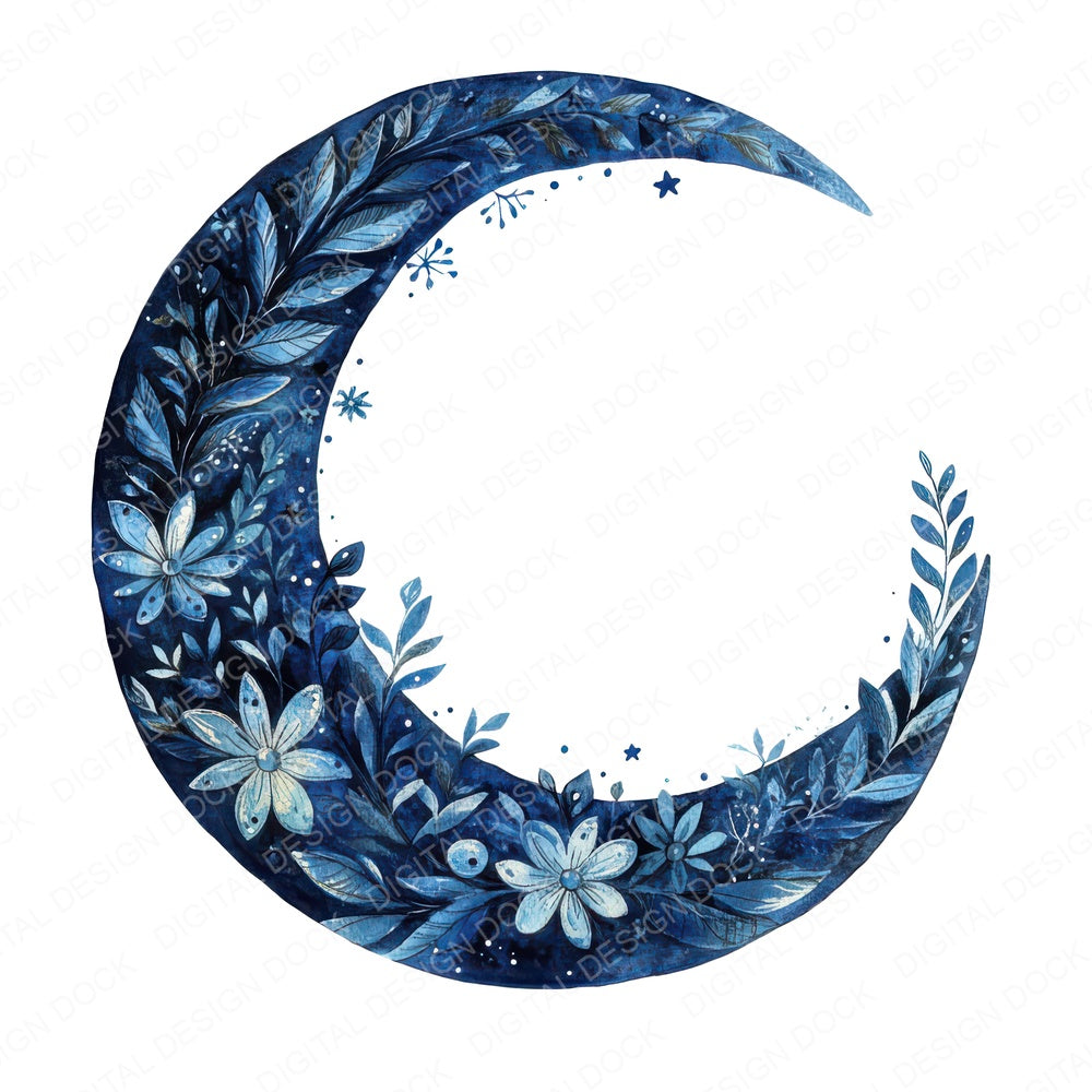 Folk Floral Moon fussy cut sheet in US Letter format showing all 12 designs on one printable page