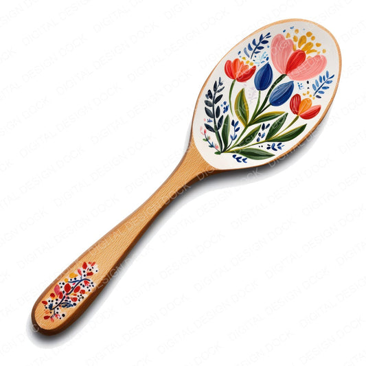 Folk Floral Spoon fussy cut sheet in US Letter format showing all 12 designs on one printable page