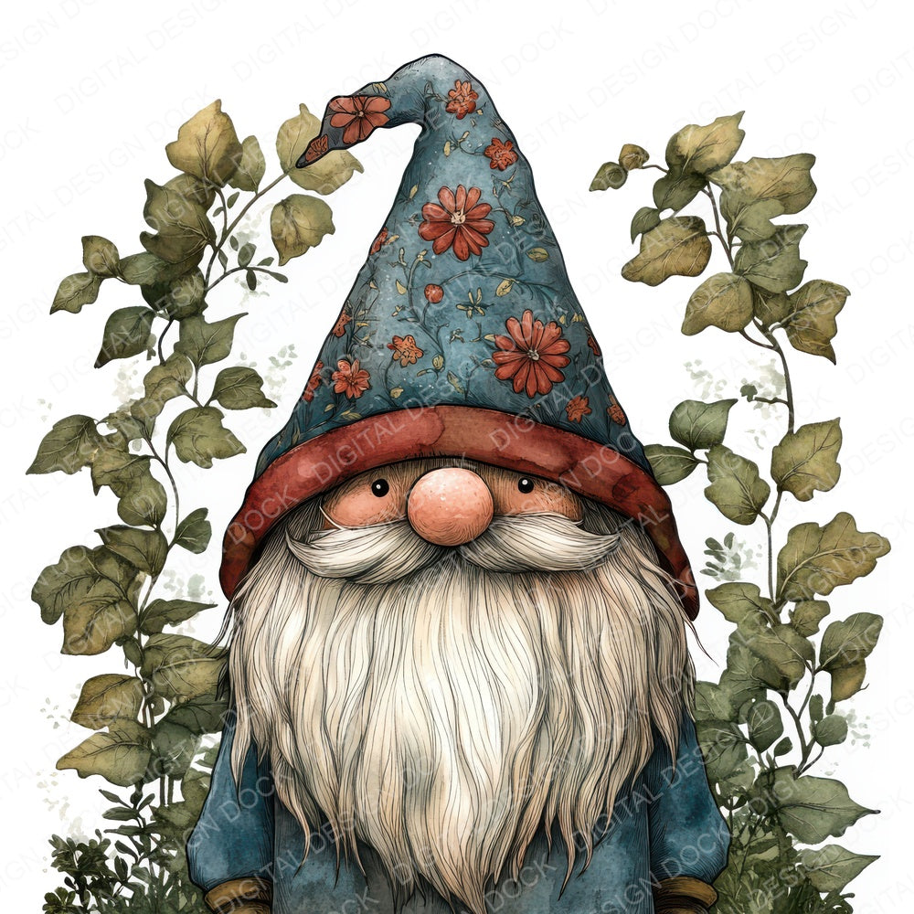 Folk Gnome with Hat fussy cut sheet in A4 format showing all 12 designs on one printable page