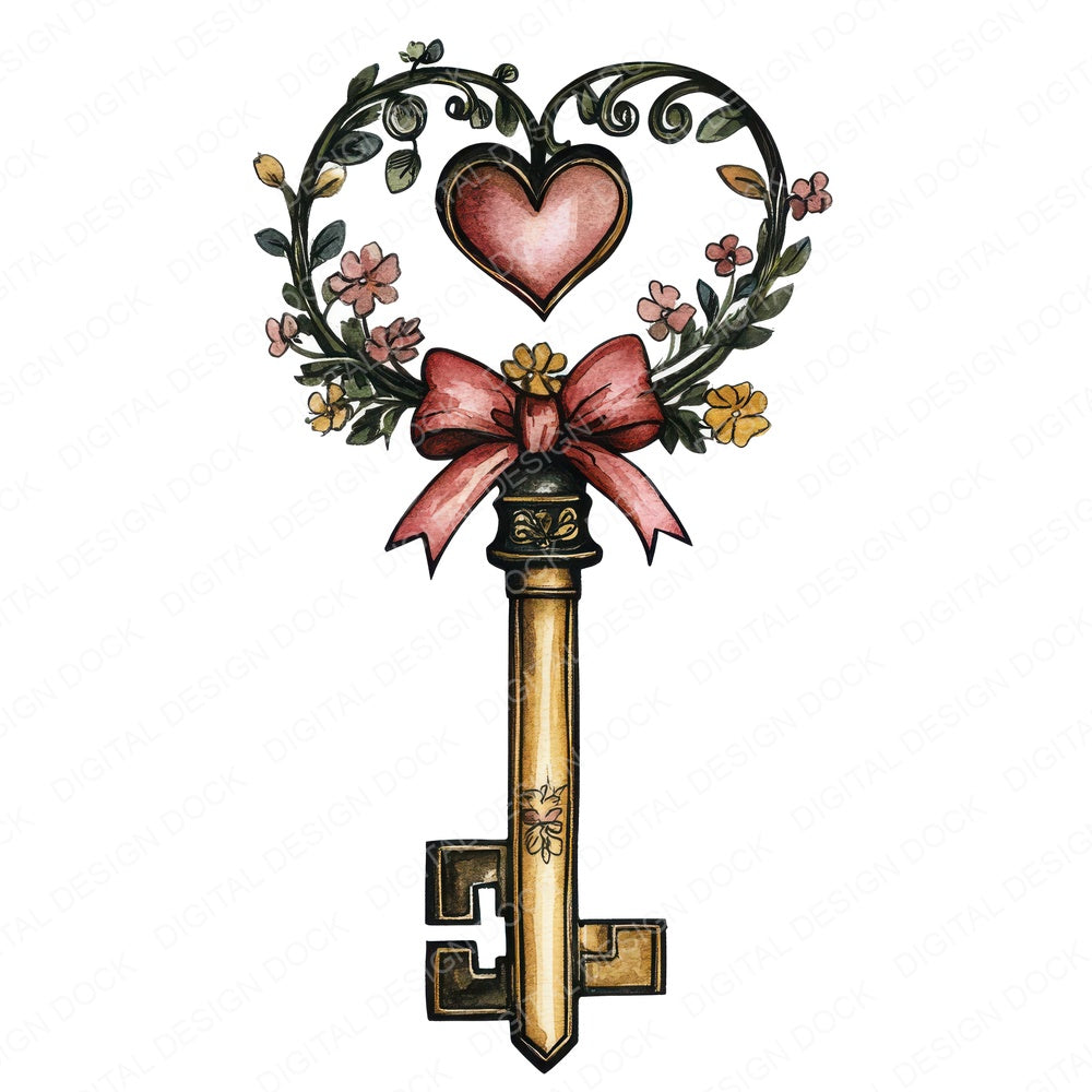 Folk Key with Vines fussy cut sheet in A4 format showing all 12 designs on one printable page