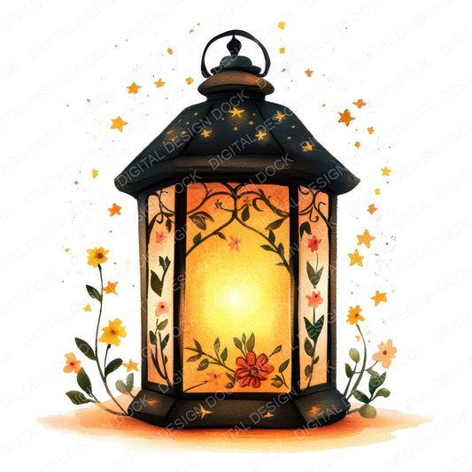 Folk Lantern with Florals fussy cut sheet in A4 format showing all 12 designs on one printable page