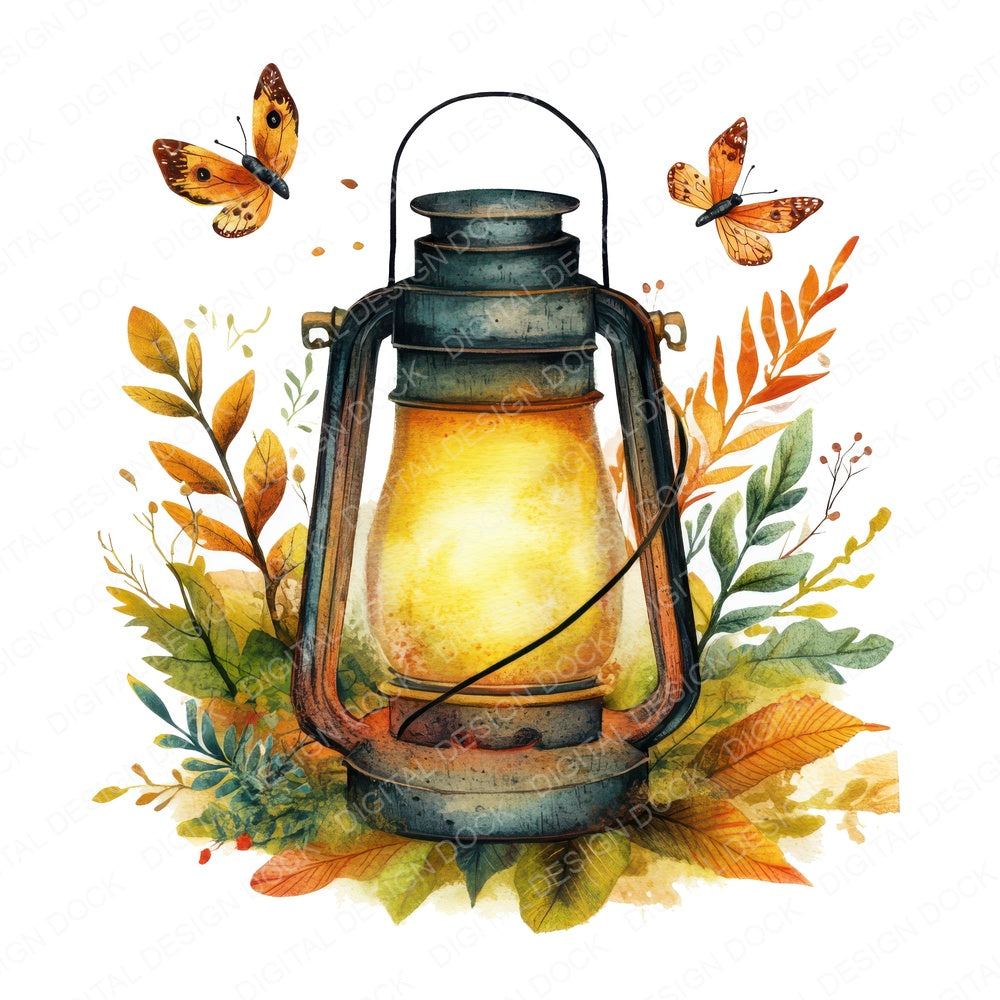 Folk Lantern with Leaves Fussy Cut Sheets (DDD009961)
