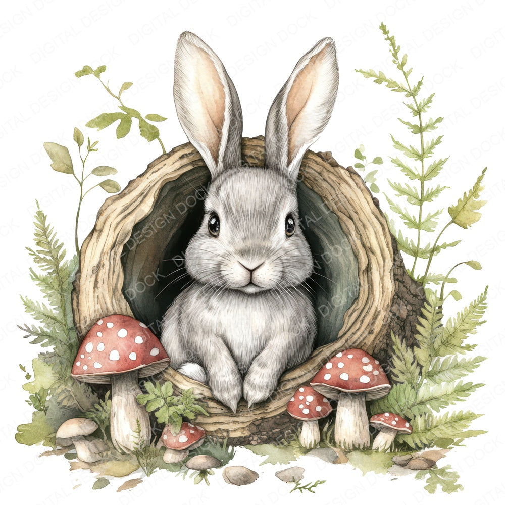 Folk Rabbit in Log fussy cut sheet in A4 format showing all 12 designs on one printable page