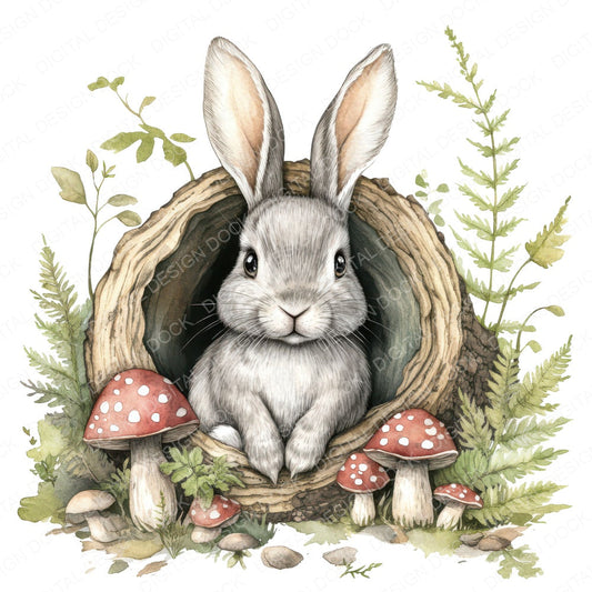 Folk Rabbit in Log fussy cut sheet in A4 format showing all 12 designs on one printable page