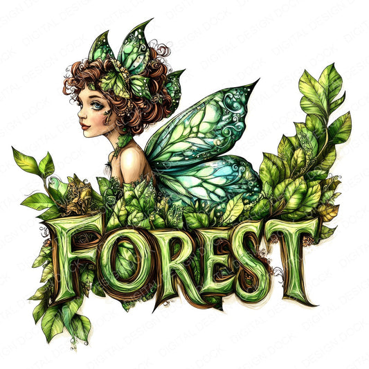 Forest Fairy Numbers fussy cut sheet in A4 format showing all 12 designs on one printable page