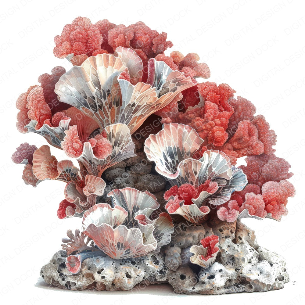 Fossilised Coral fussy cut sheet in US Letter format showing all 12 designs on one printable page