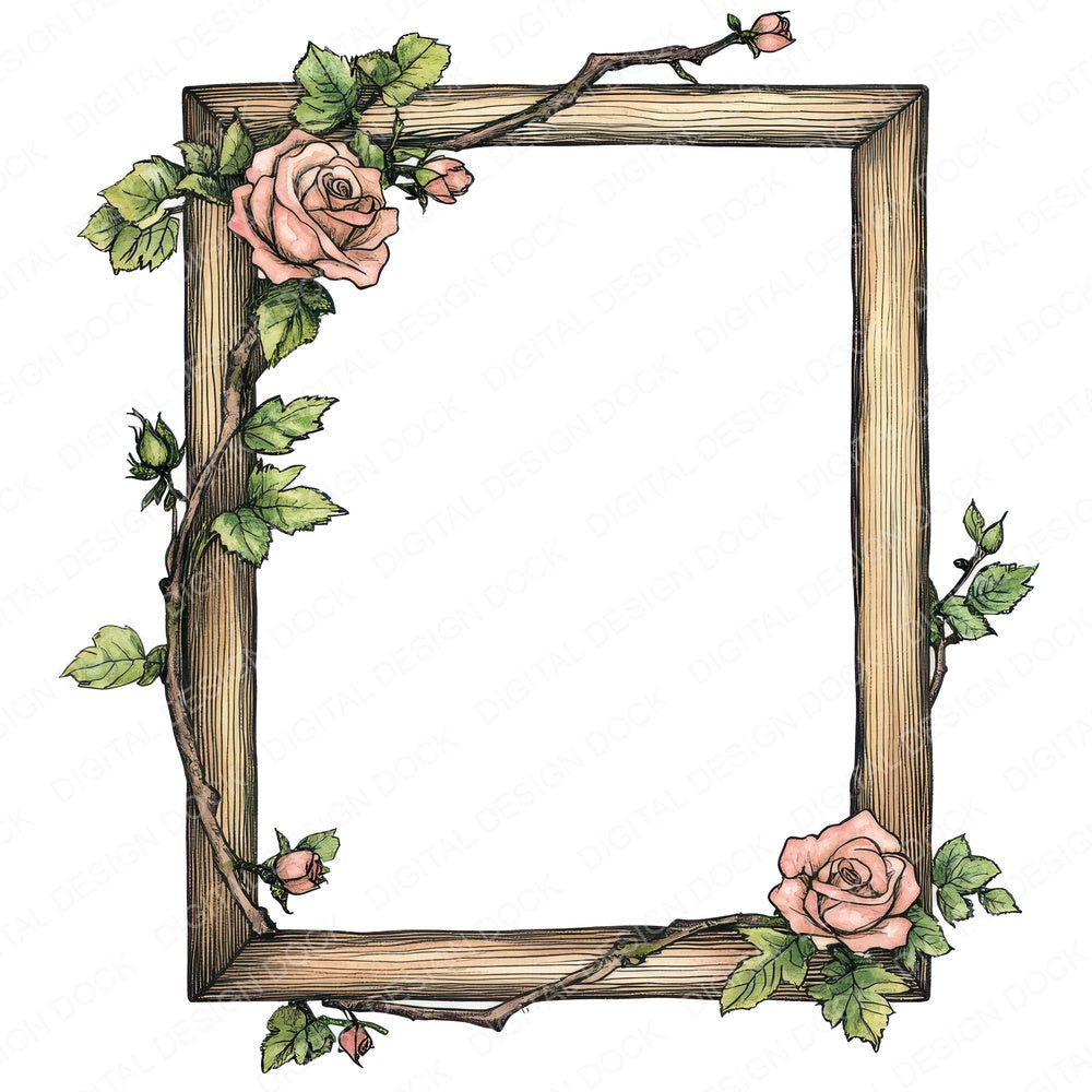 Frame with Rose Garland fussy cut sheet in A4 format showing all 12 designs on one printable page