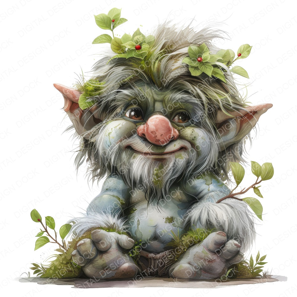 Friendly Troll fussy cut sheet in A4 format showing all 12 designs on one printable page