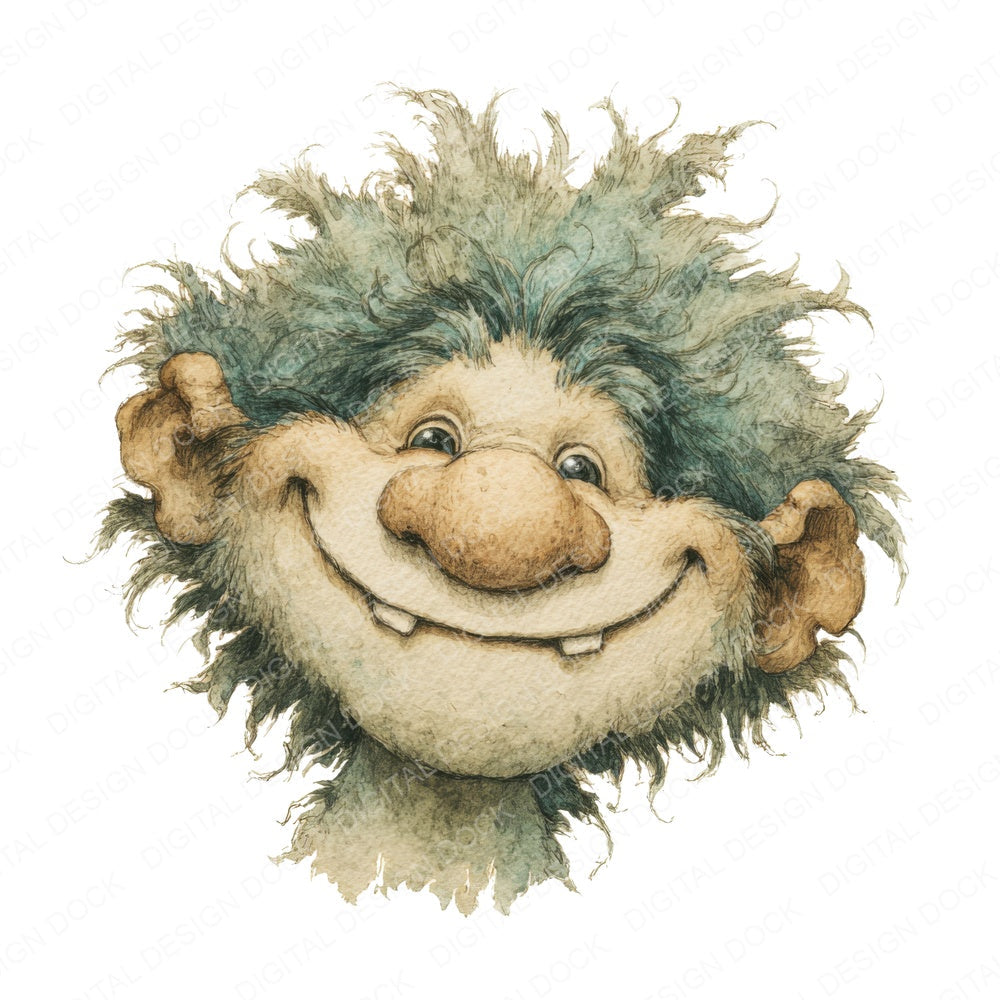 Friendly Troll Character A fussy cut sheet in A4 format showing all 12 designs on one printable page