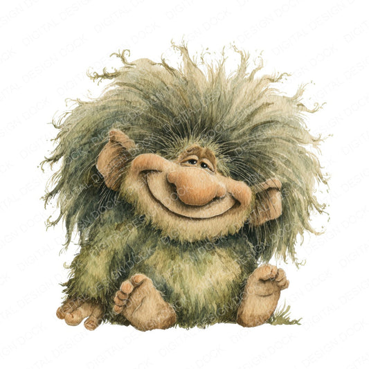 Friendly Troll Character A fussy cut sheet in US Letter format showing all 12 designs on one printable page